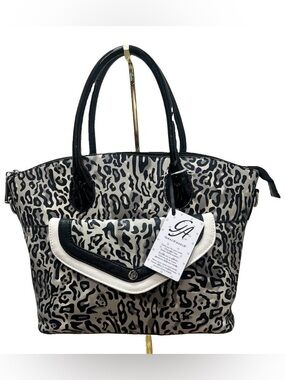 Vintage Grace Adele Black & Gray Leopard-Print Tote